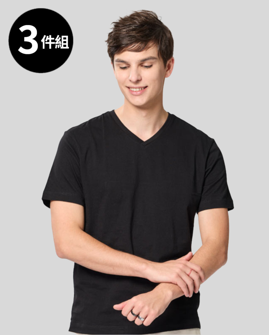 【3件組】三花彩色T恤.V領短袖衫.男內衣 8723