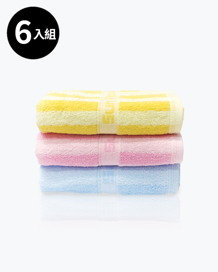 【三花】經典彩條毛巾6條-顏色隨機 TF455