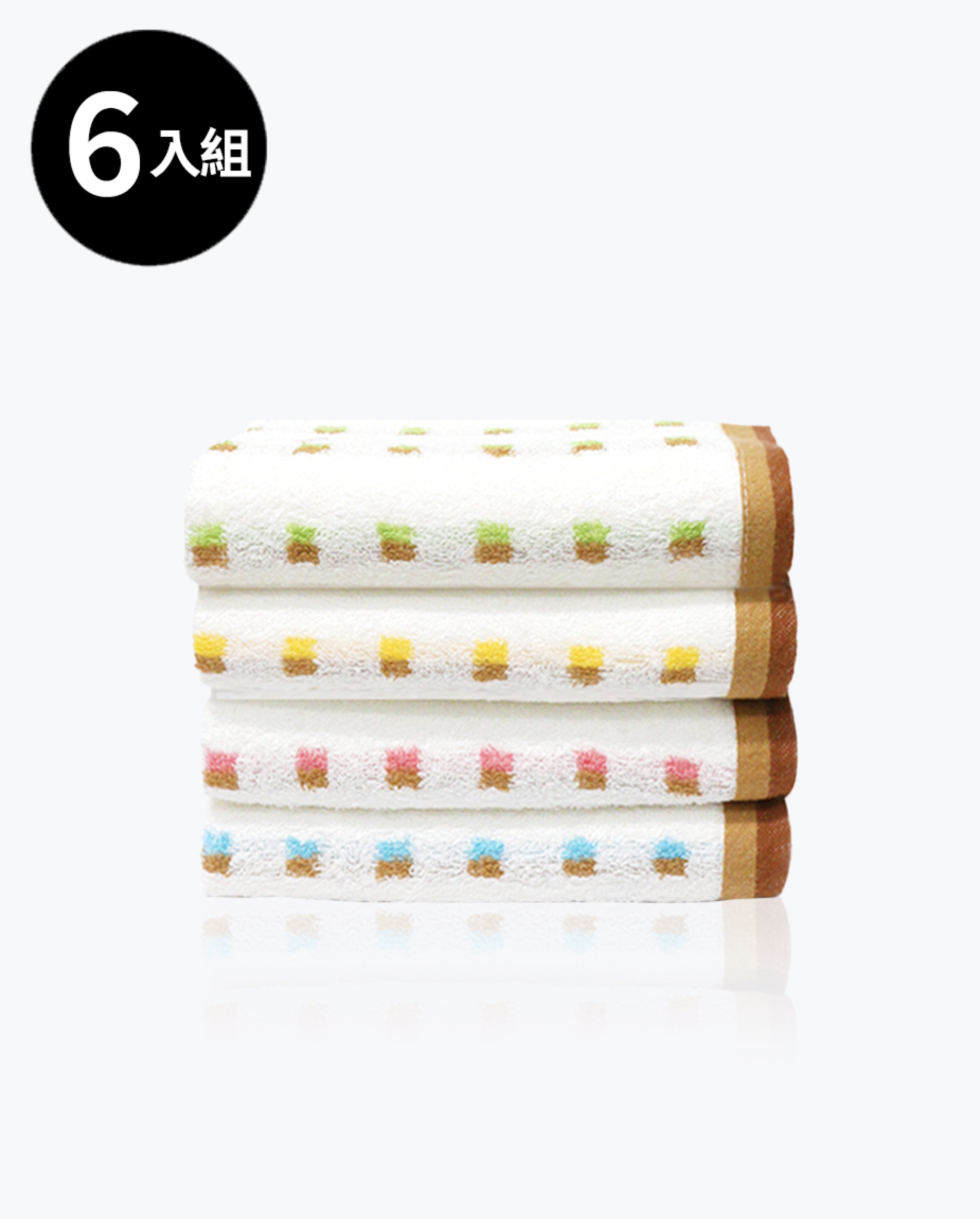 【三花】幾何迷宮毛巾6條-顏色隨機 TF307