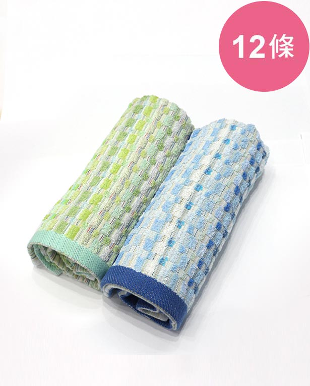 【三花】魔幻立方毛巾12條-顏色隨機 TF318
