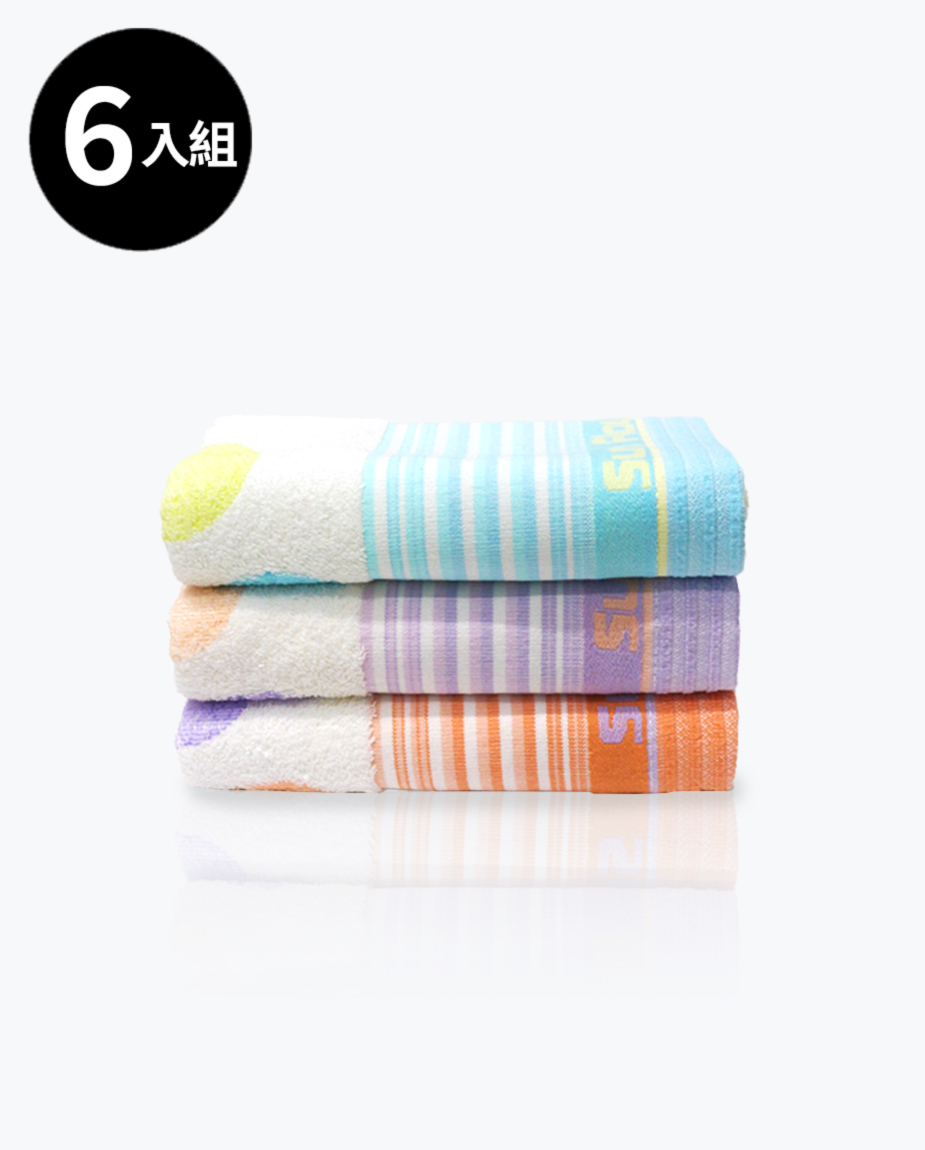 【三花】濃情點點毛巾6條-顏色隨機 TF306
