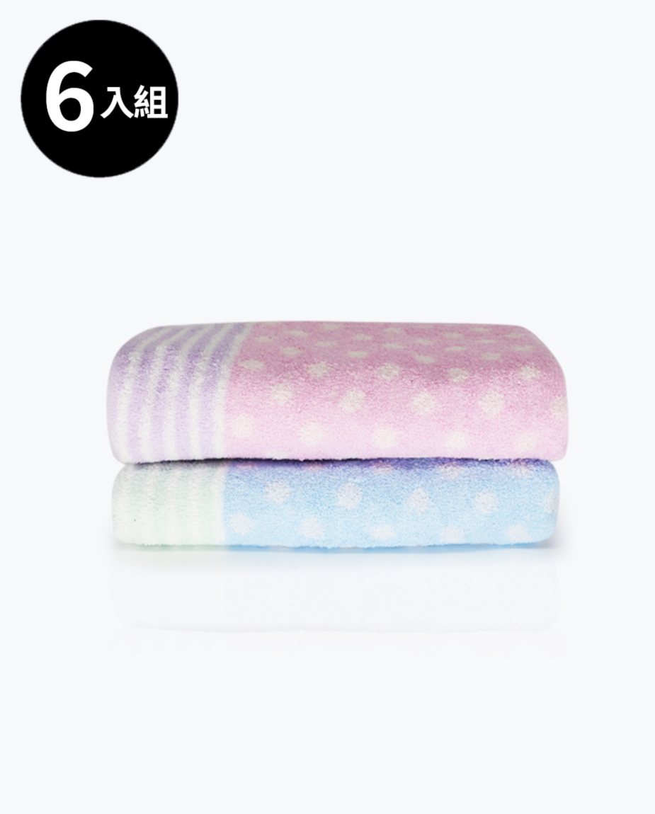 【三花】波卡圓圓毛巾6條-顏色隨機 TF310
