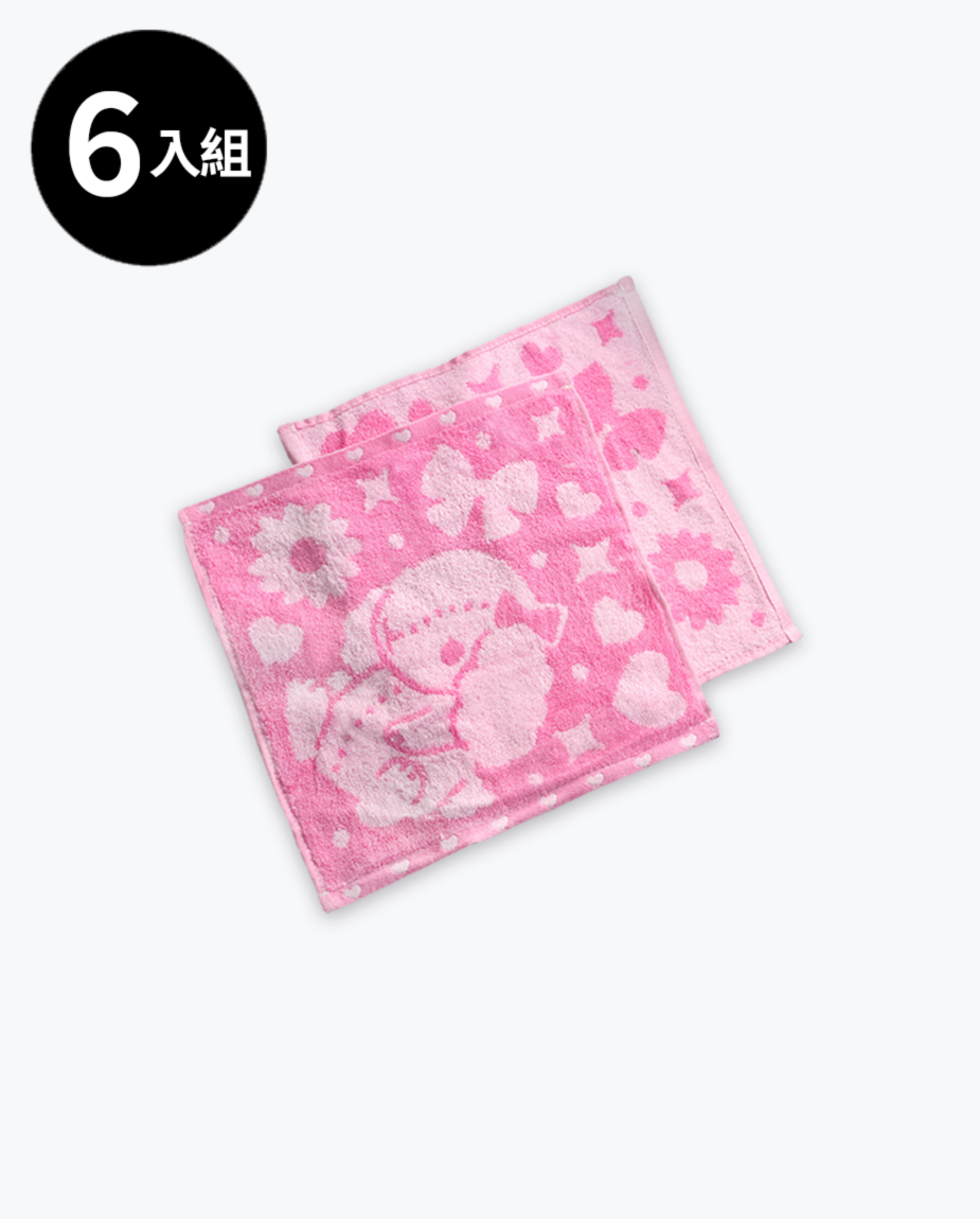 【三花】瞌睡小恐龍手帕巾6條-粉紅 TM217