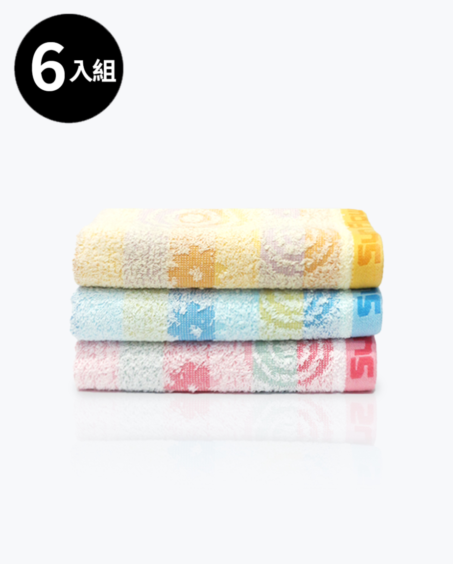 【三花】甜蜜迴圈毛巾6條-顏色隨機 TF301