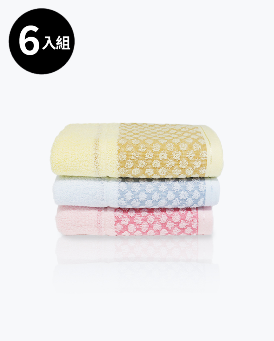 【三花】療癒波波草毛巾6條-顏色隨機 TF555