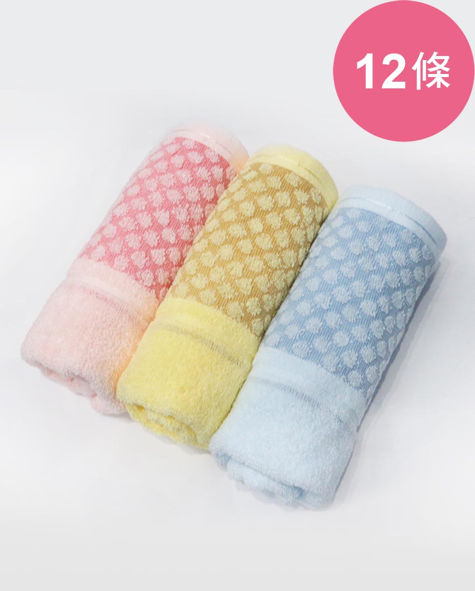 【三花】療癒波波草毛巾12條-顏色隨機 TF555