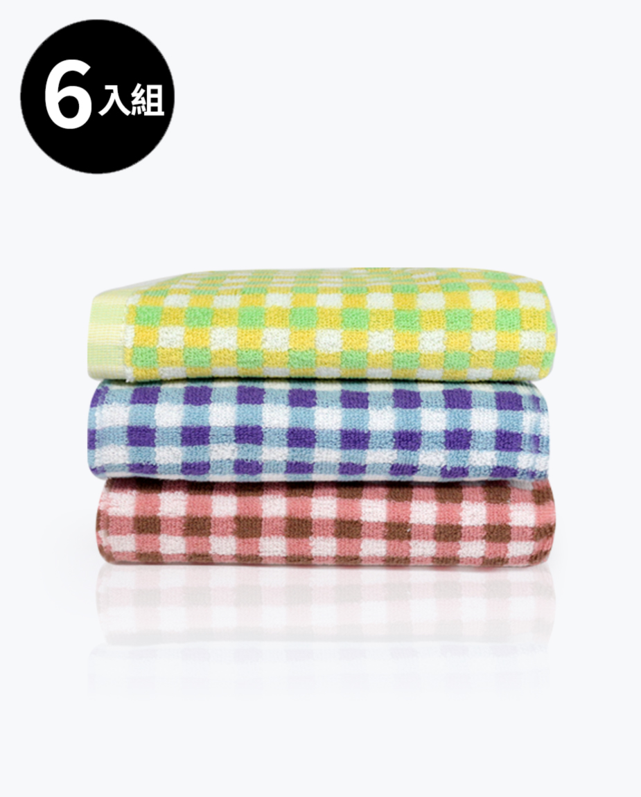 【三花】經典格紋童巾6條-顏色隨機 TL105